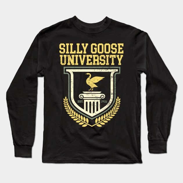 Silly Goose University: Funny College Logo Long Sleeve T-Shirt by TwistedCharm